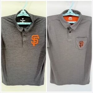 Lot of 2 San Francisco Giants Mens Large Short Sleeve Polo Shirts MLB Baseball